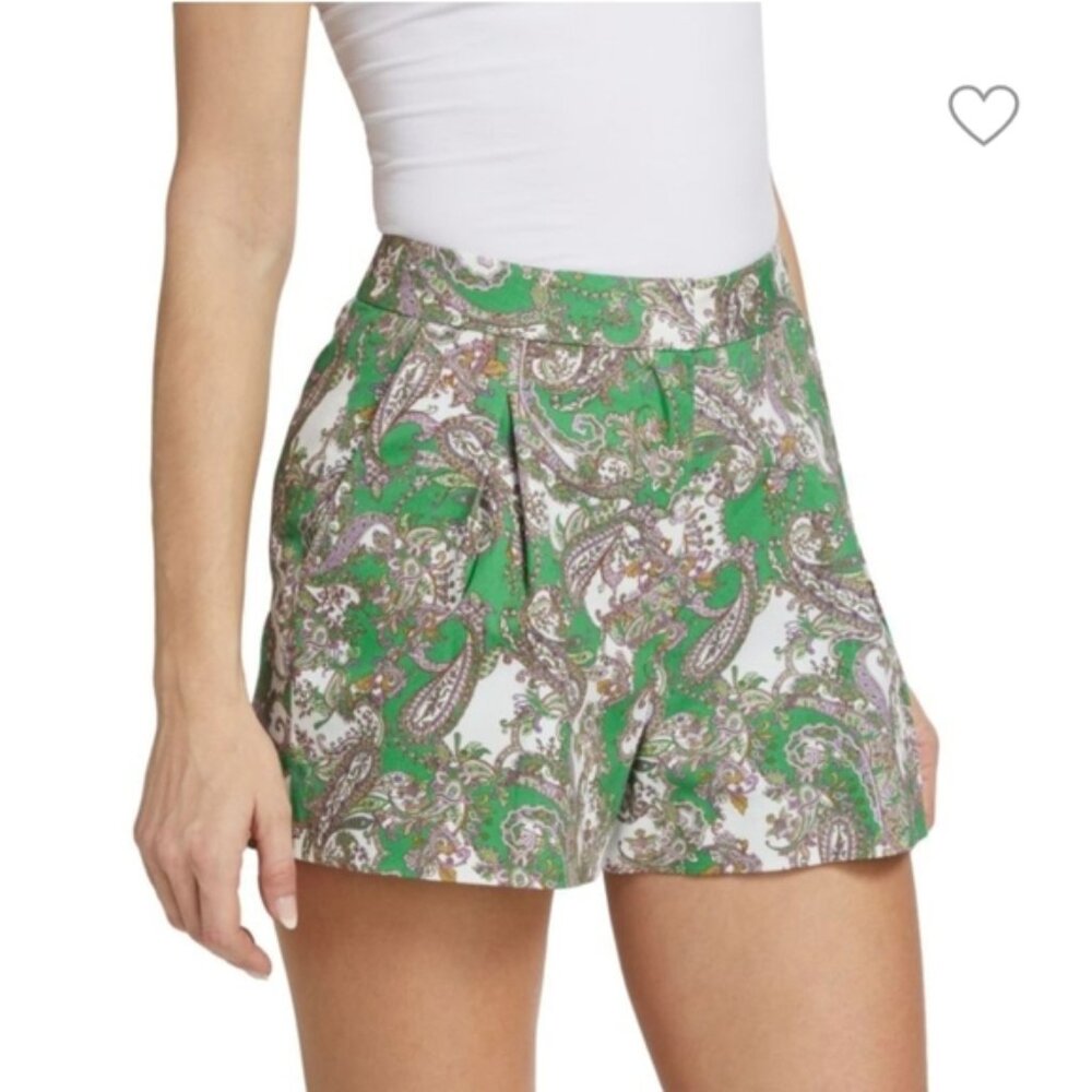 L'AGENCE Vittoria paisley Print Green Shorts Sz.10 NWT